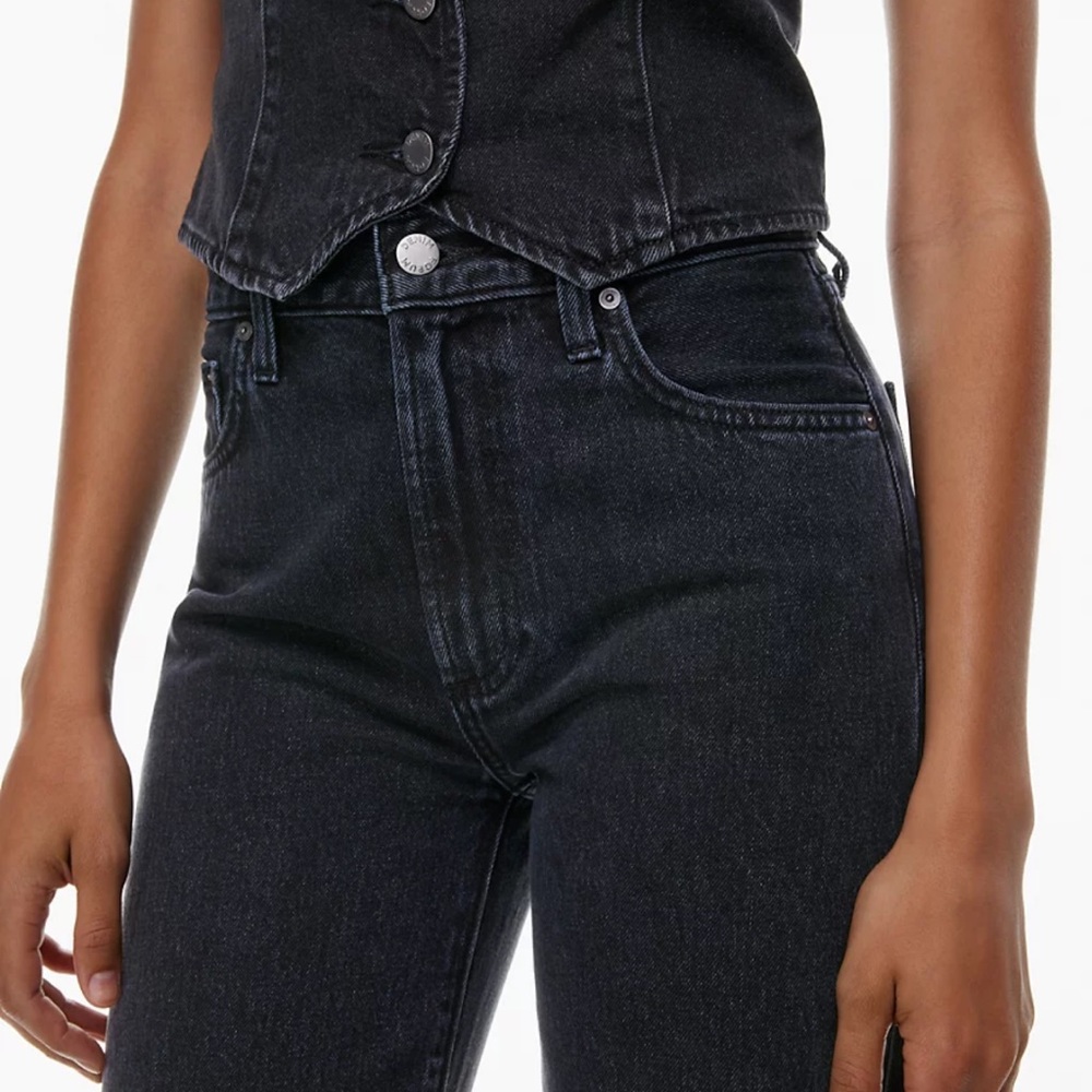 Denim Forum Black Jeans (Farrah High Ride Wide) Aritzia